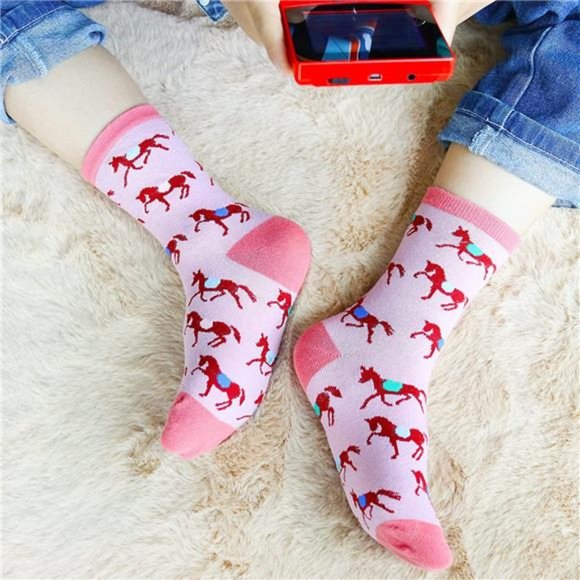 Jeasona Kids Socks Girls Boys Socks Horse Gifts for Girls Panda Cat Dinosaur